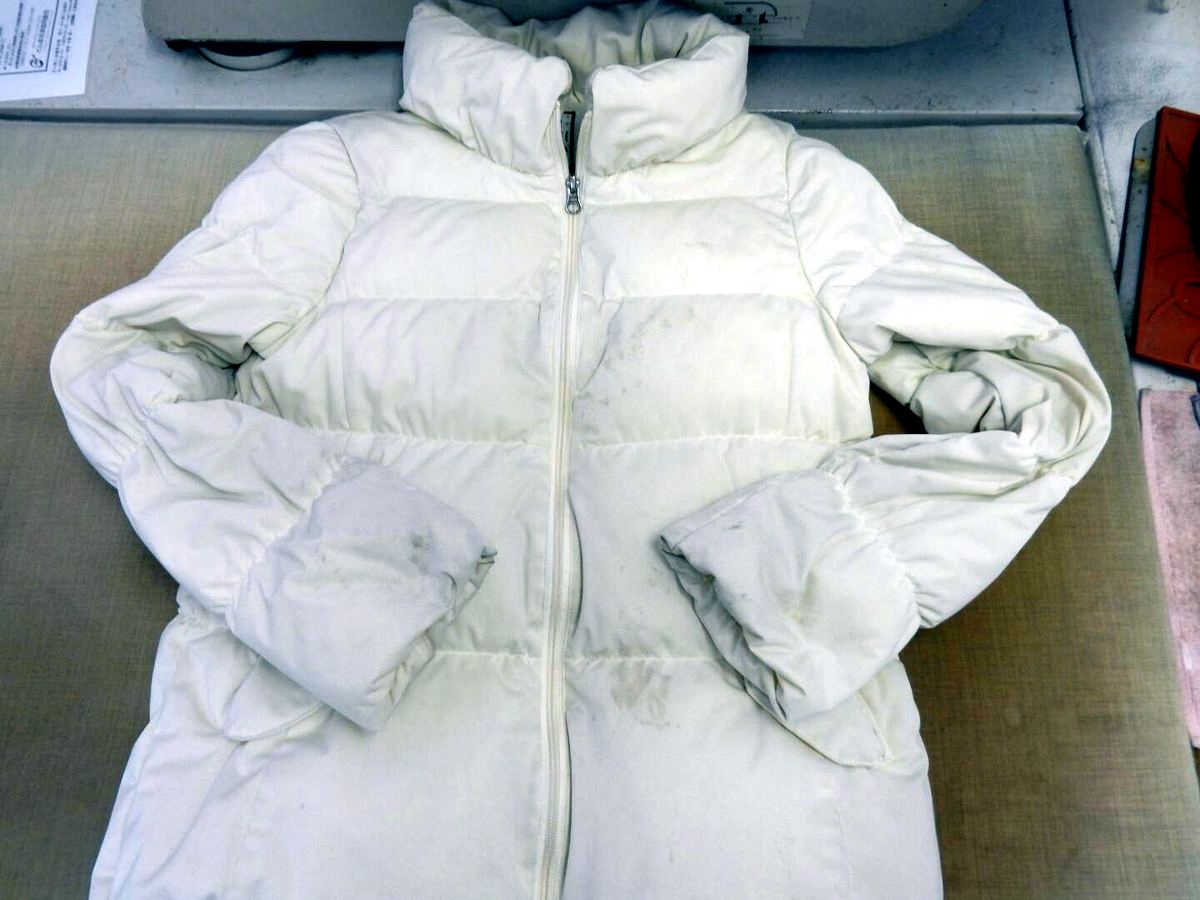 ダウンの不溶性のシミ Before